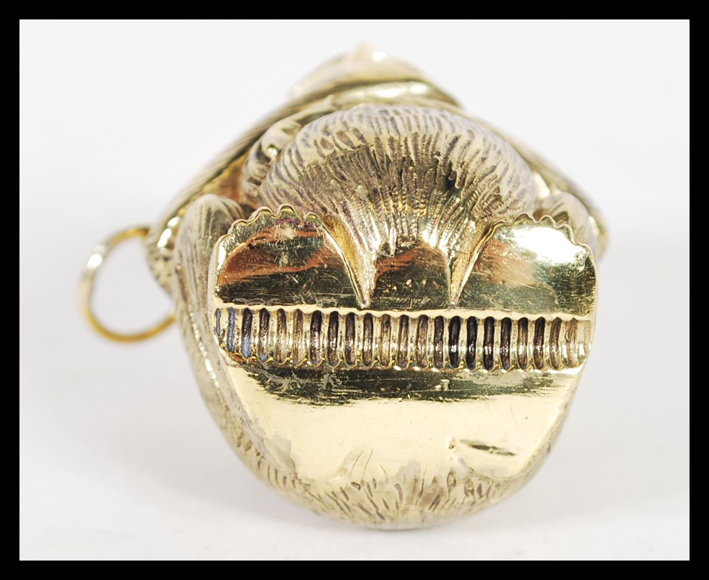 A brass novelty vesta case in the form of a monkey deep in thought. - Image 4 of 4