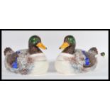 PAIR OF 20TH CENTURY LARGE BORDALLO PINHEIRO MAJOLICA DUCK TUREENS