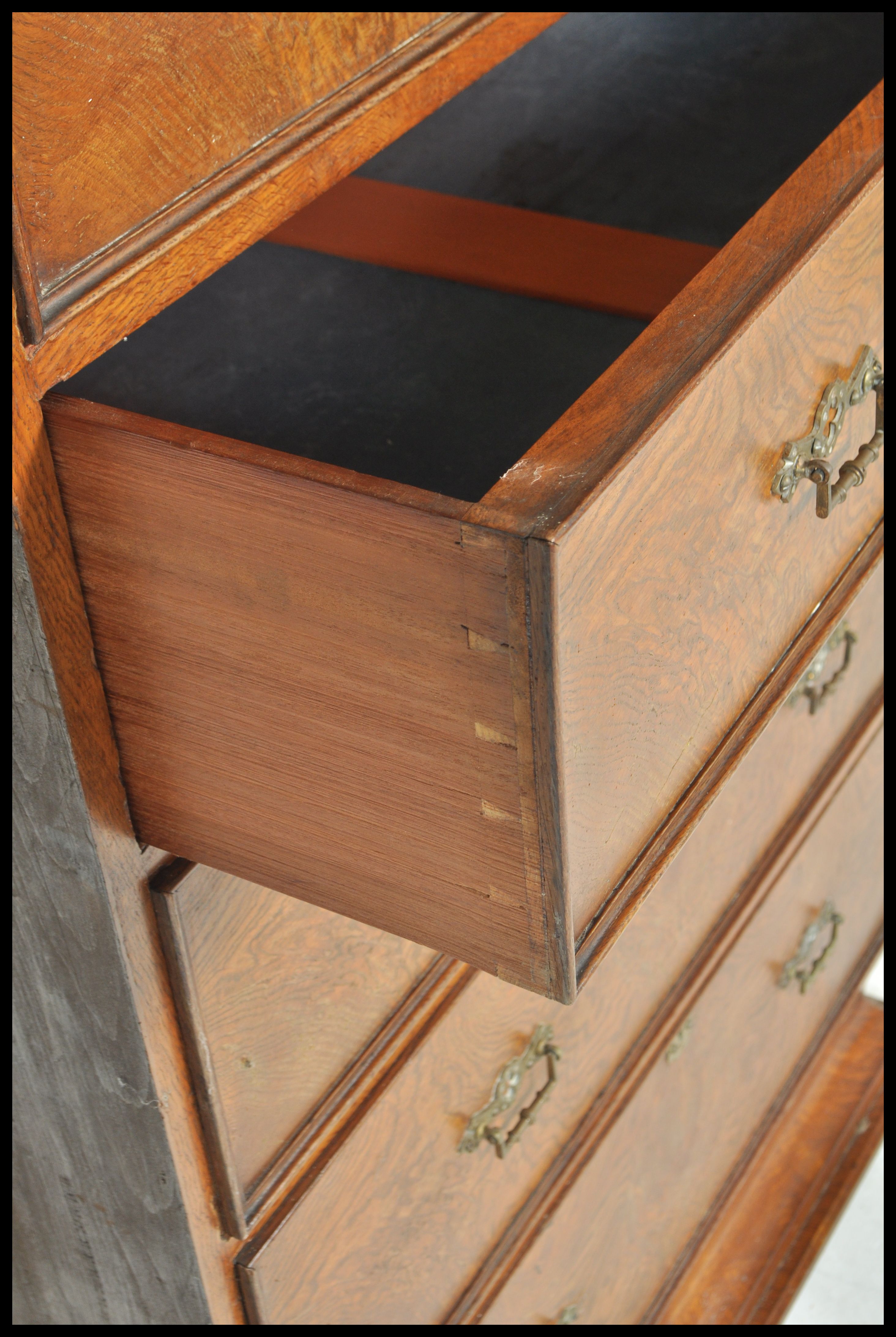 A late 19th Century Victorian walnut tall chest of five graduating drawers below twin cupboard to - Image 5 of 6