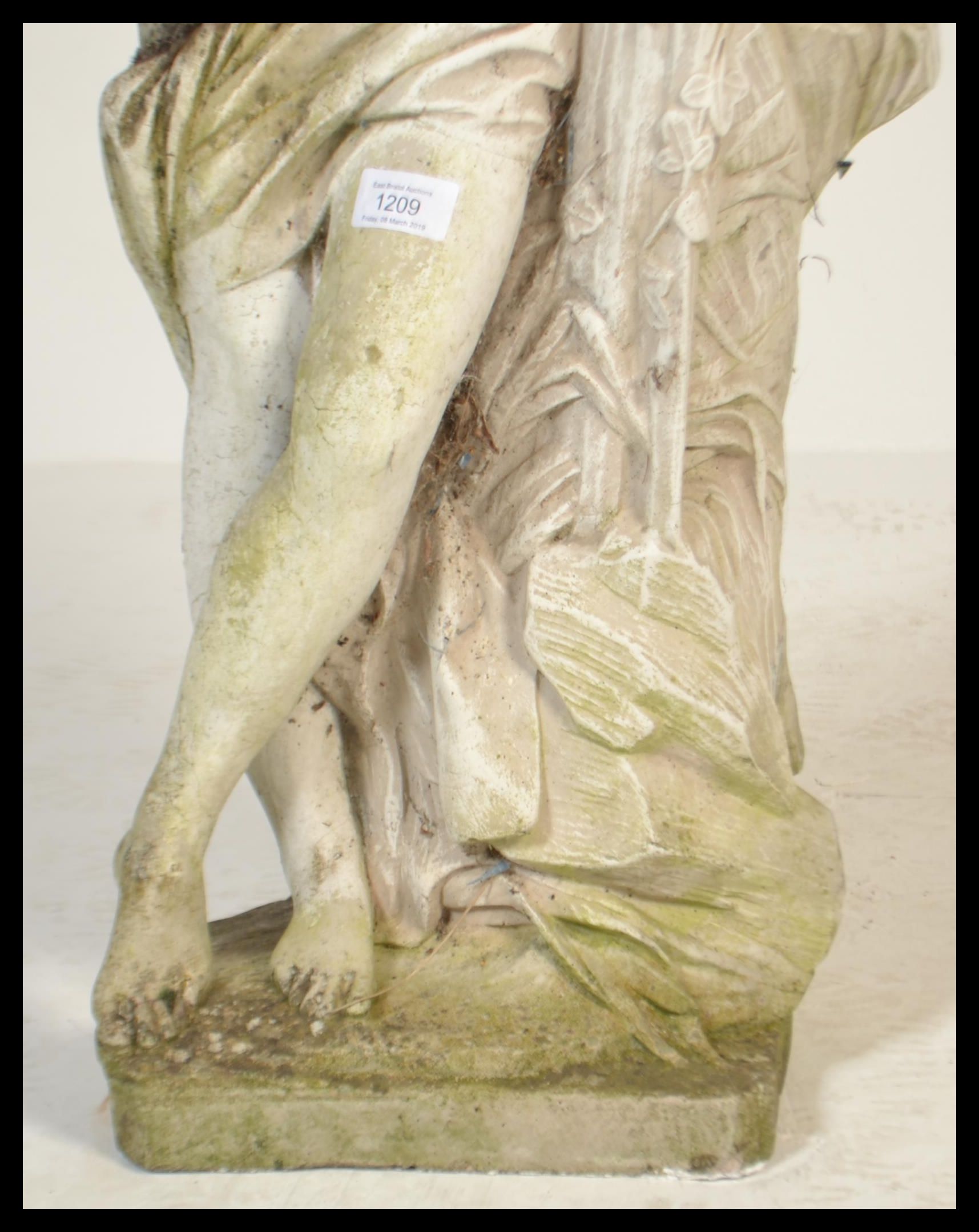 A 20th Century cast concrete composite weathered garden stoneware figurine in the form of a - Image 2 of 5