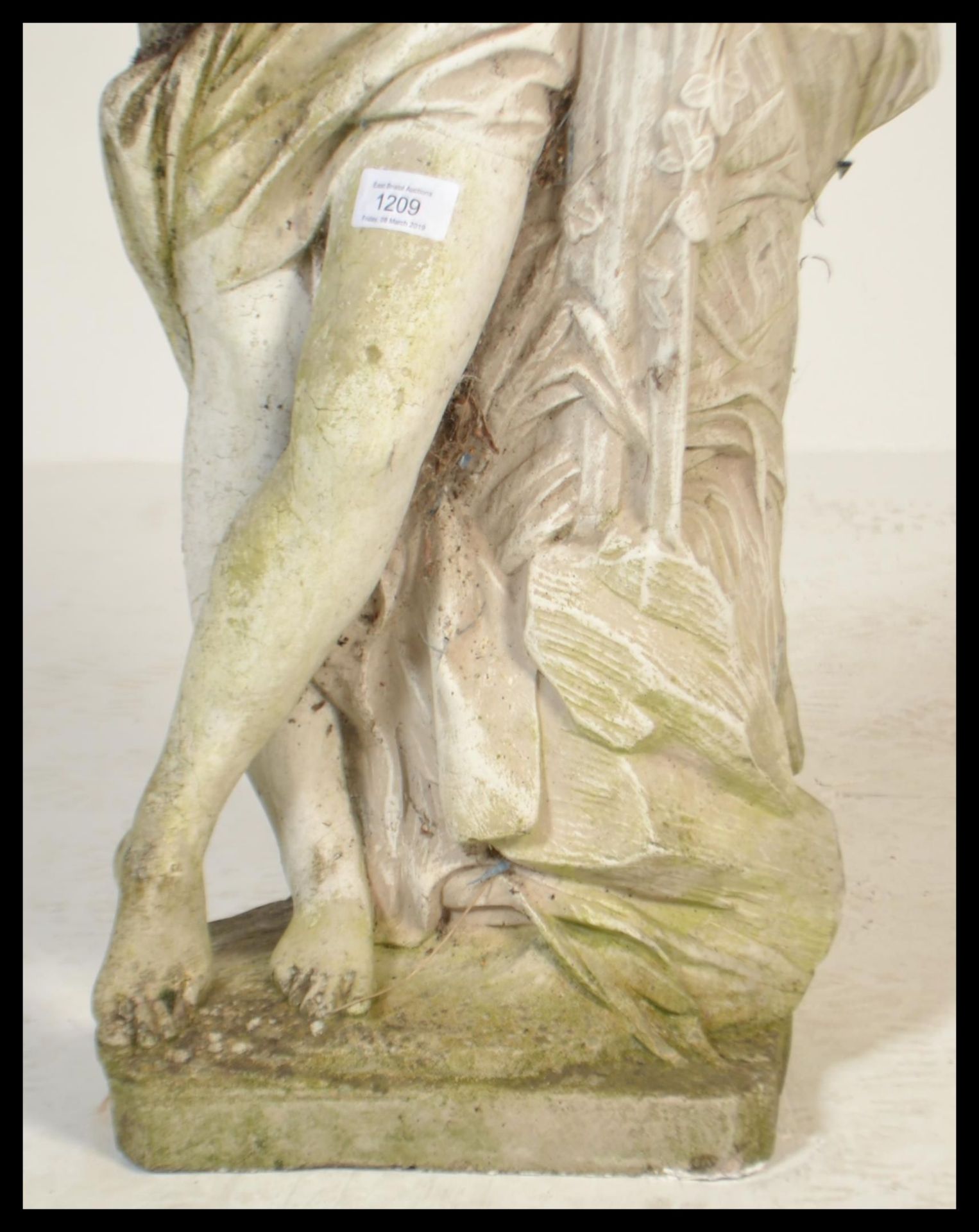 A 20th Century cast concrete composite weathered garden stoneware figurine in the form of a - Bild 2 aus 5