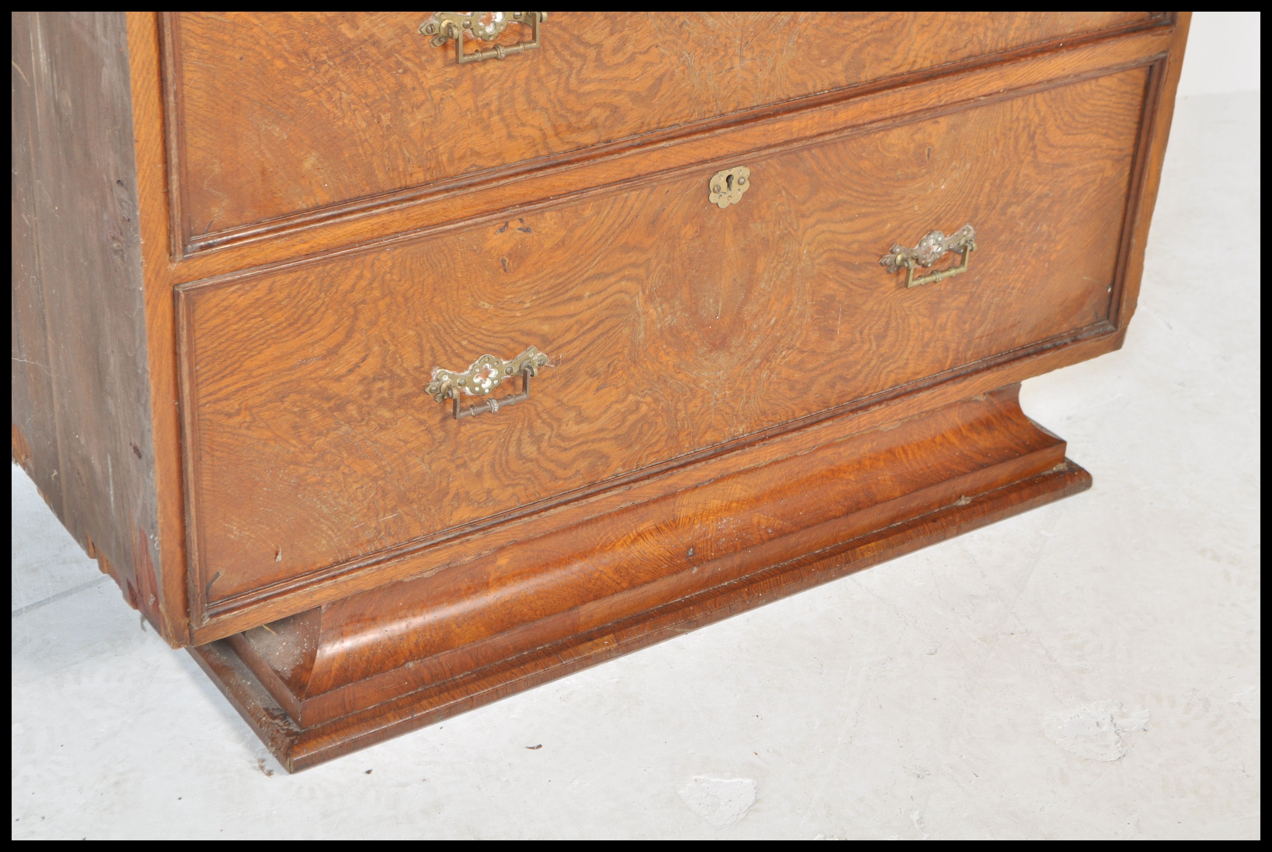 A late 19th Century Victorian walnut tall chest of five graduating drawers below twin cupboard to - Image 2 of 6