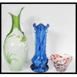 Three 20th Century ceramic vases to include a Graff porcelain vase having floral Art Nouveau style