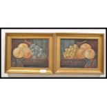 A pair of Victorian oil on board still life paintings of fruits bearing date of 1901 and