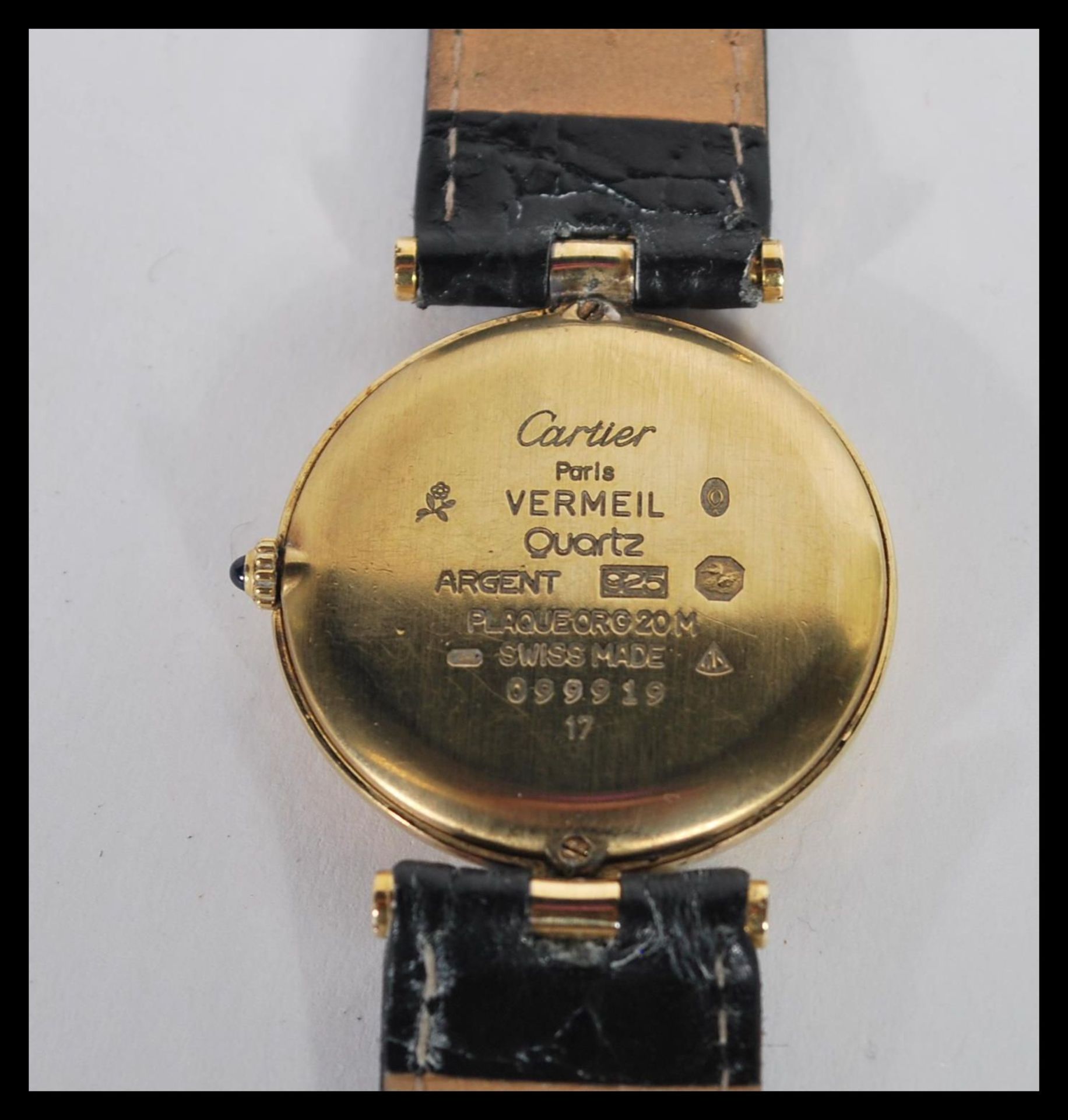 A vintage Must de Cartier wrist watch having a round face with roman numerals to the chapter ring - Bild 3 aus 4