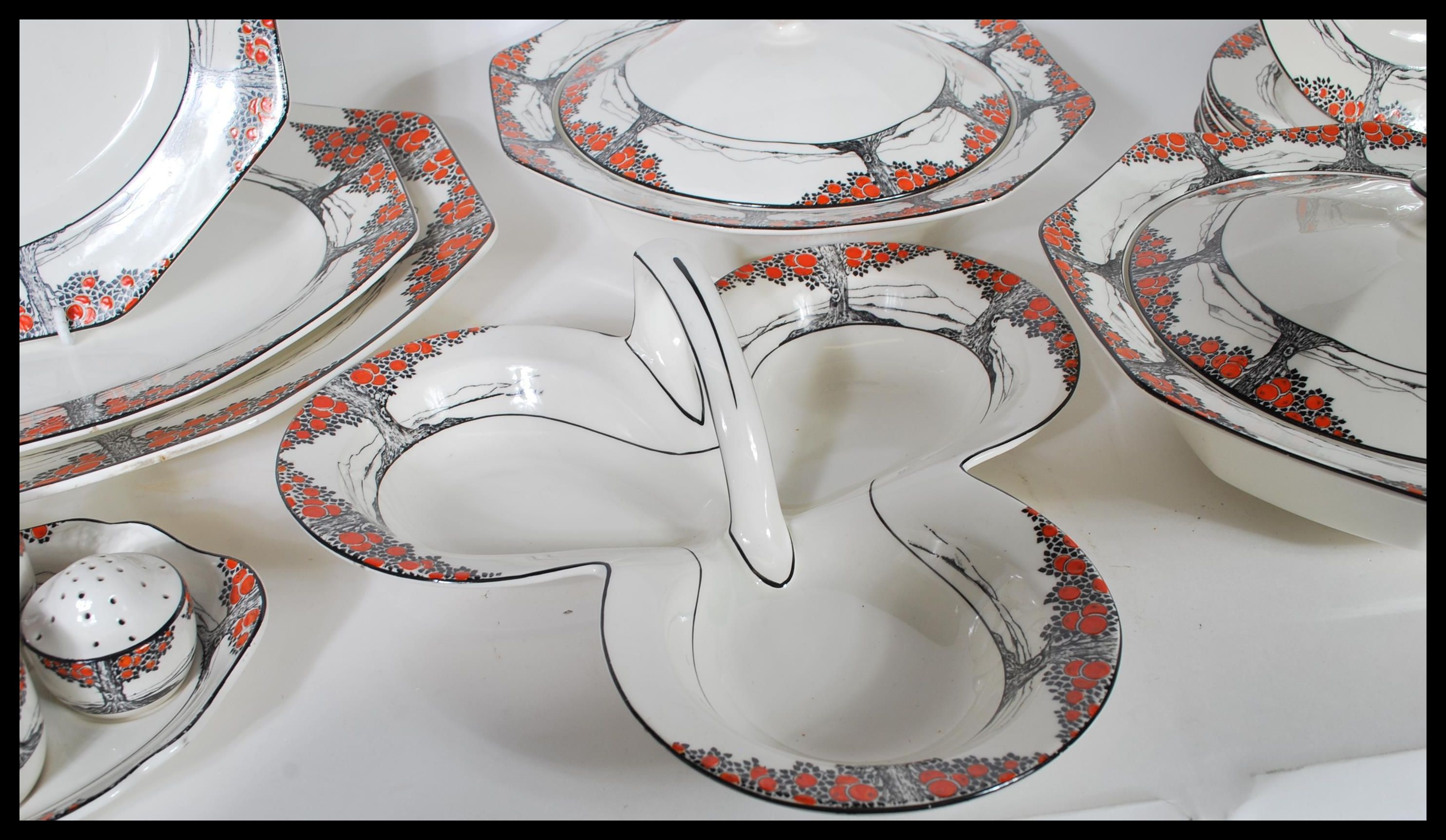 A rare Crown Ducal early 20th Century Art Deco ceramic dinner service in the Orange Tree pattern - Image 2 of 7