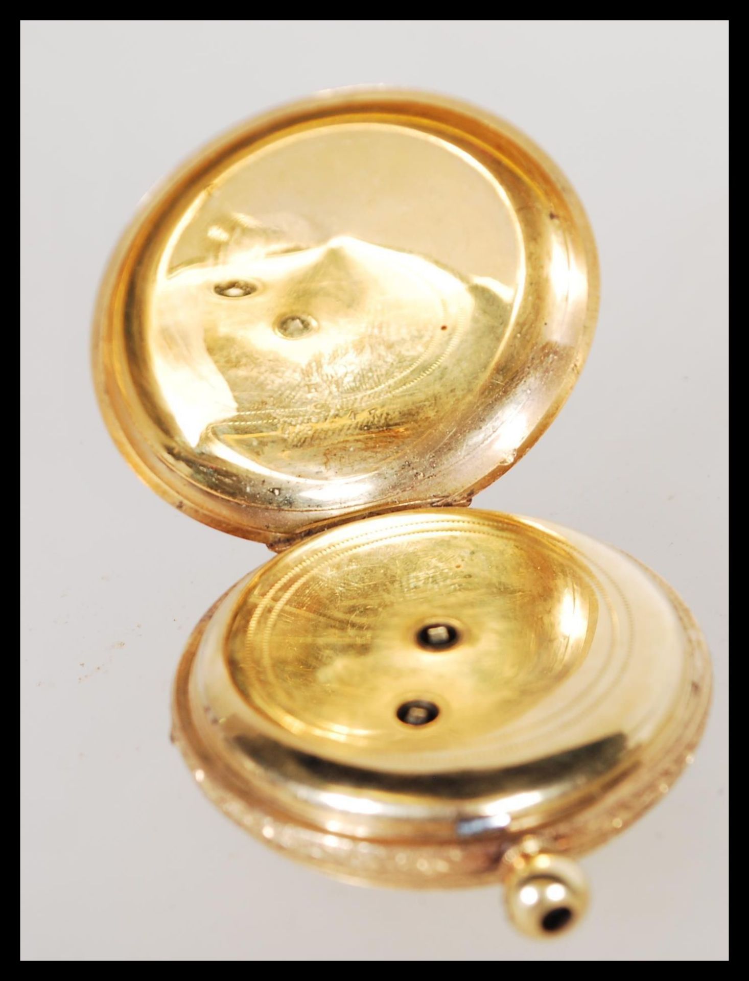 An early 20th Century continental fob open face pocket watch within a stamped 18k gold case, - Bild 4 aus 5