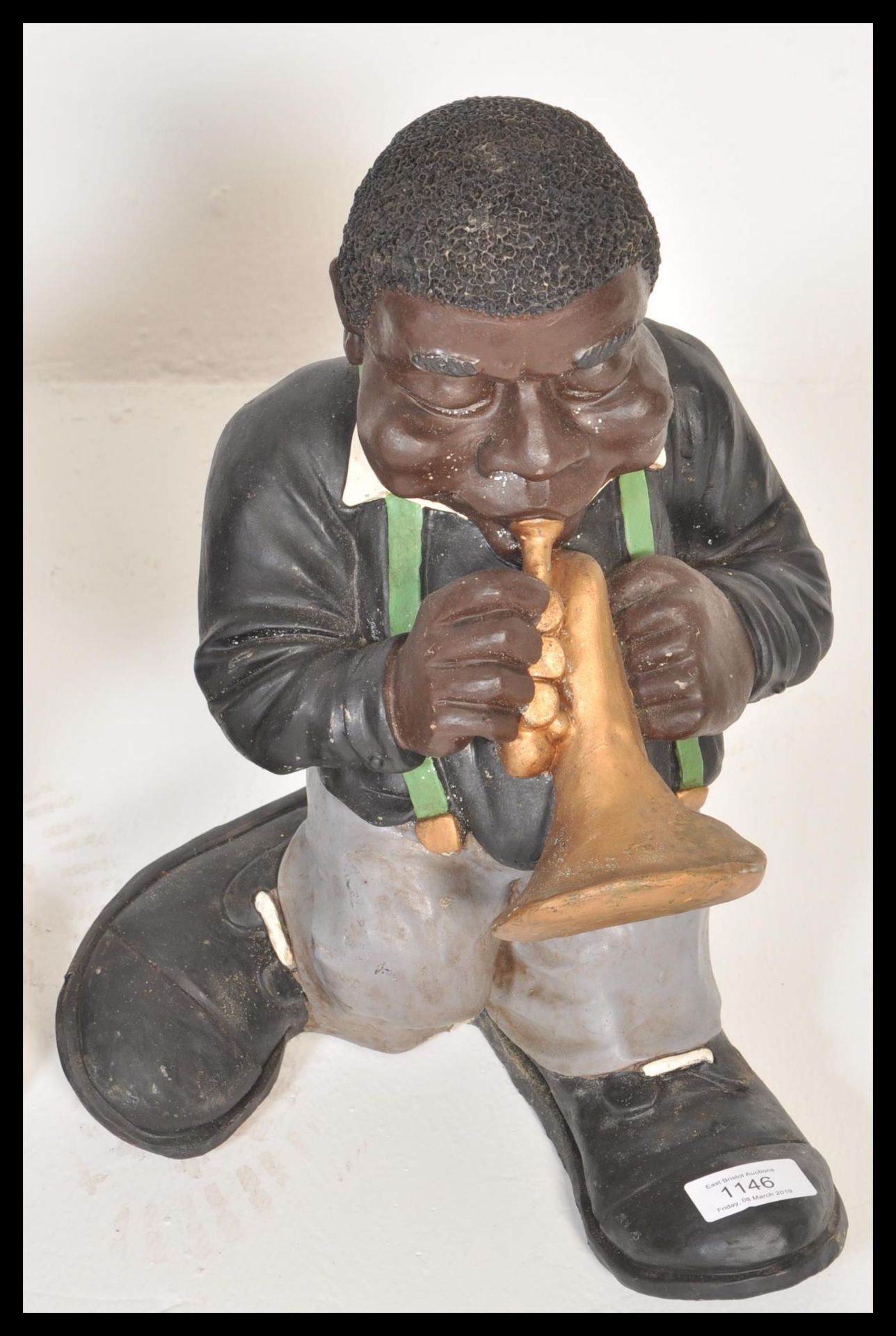 A retro 20th century resin cast and painted negro jazz musician band comprising 4 pieces to - Bild 6 aus 7