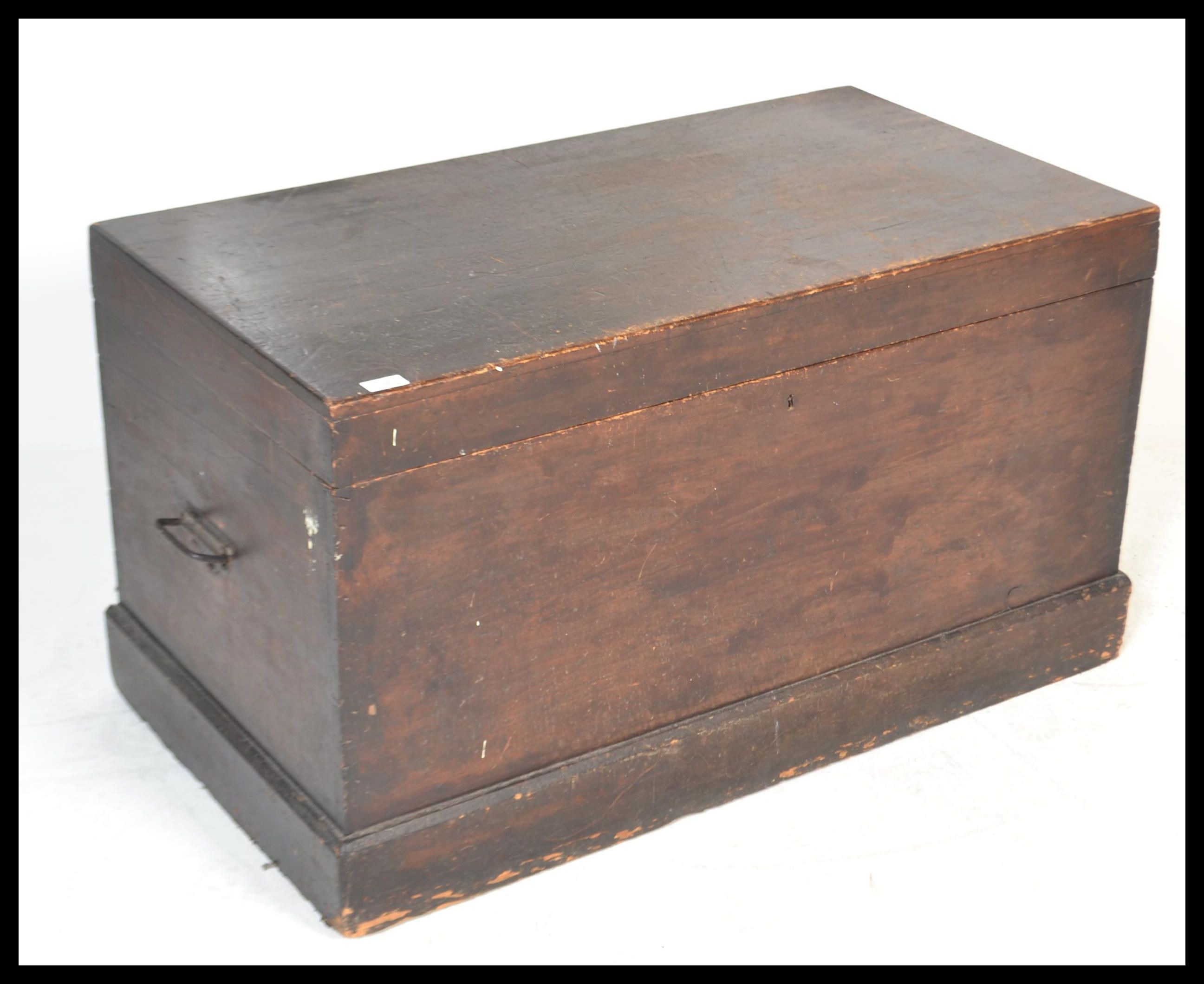 A 19th century Victorian pine blanket box with panelled sides having hinged top with open storage, - Image 2 of 5