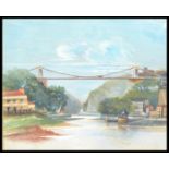 An early 20th Century framed and glazed pastel picture / painting of Clifton Suspension Bridge,