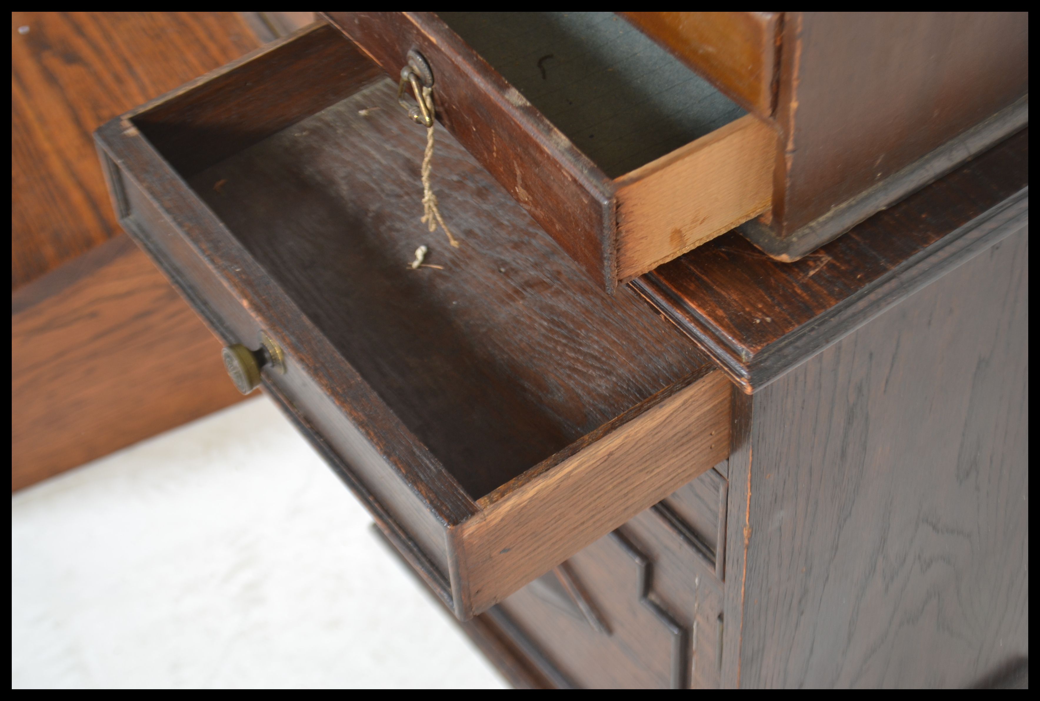 A group of early 20th Century industrial furniture to include a writing slope, pair of specimen - Image 5 of 5