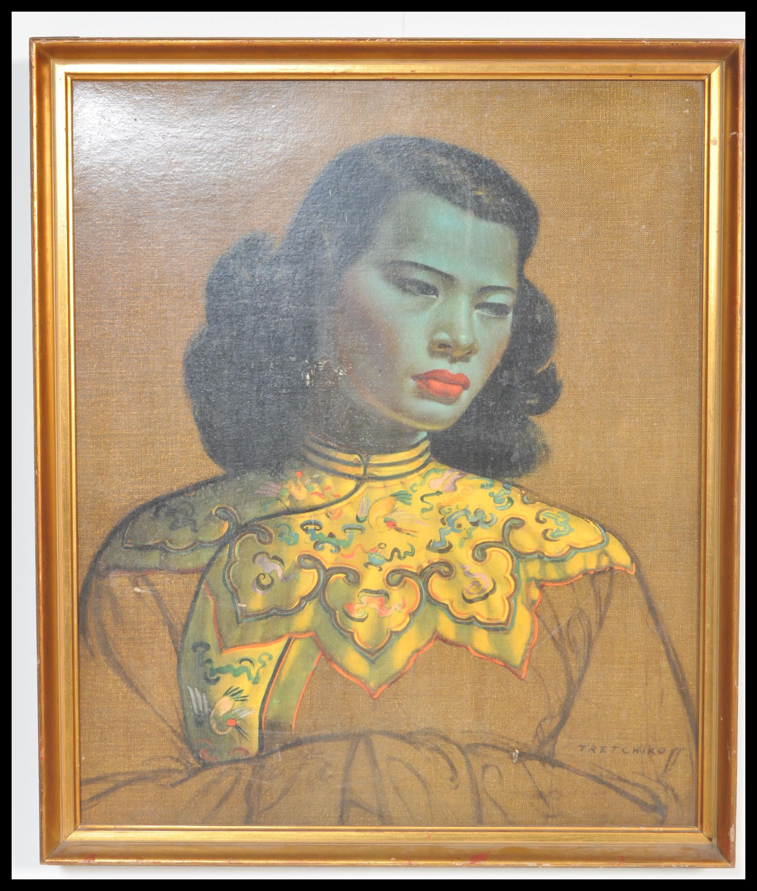 A vintage retro mid 20th century Vladimir Tretchikoff print on board of The Green Lady, also known - Image 2 of 5