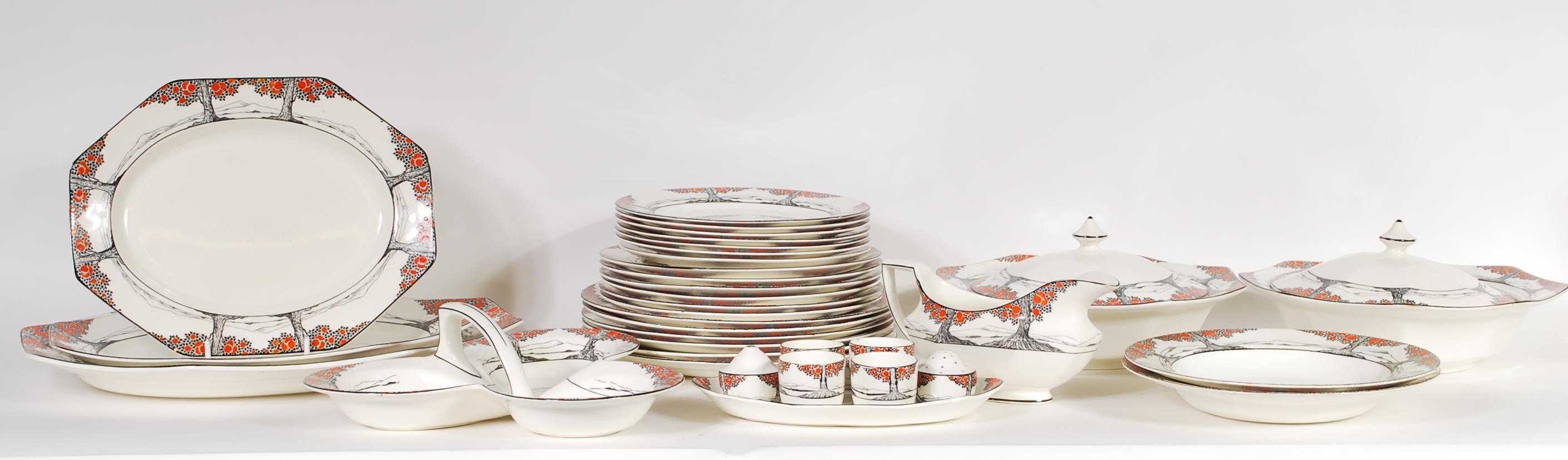 A rare Crown Ducal early 20th Century Art Deco ceramic dinner service in the Orange Tree pattern