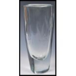 Orrefors - A mid 20th Century studio art clear glass cased vase having etched decoration of birds of