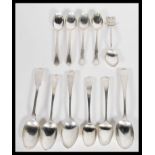 A group of six early 19th century silver hallmarked teaspoons, most being fiddle style and
