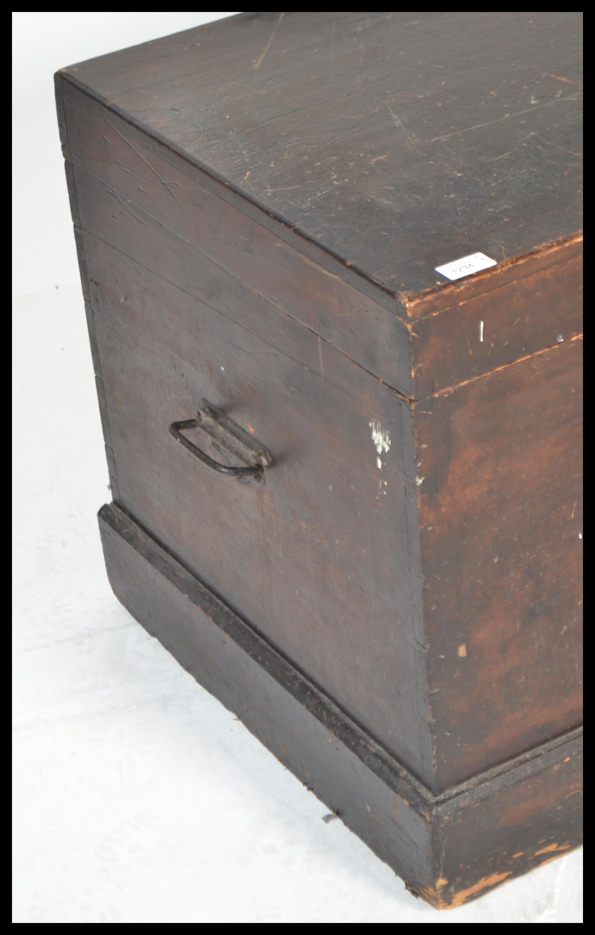 A 19th century Victorian pine blanket box with panelled sides having hinged top with open storage, - Image 3 of 5