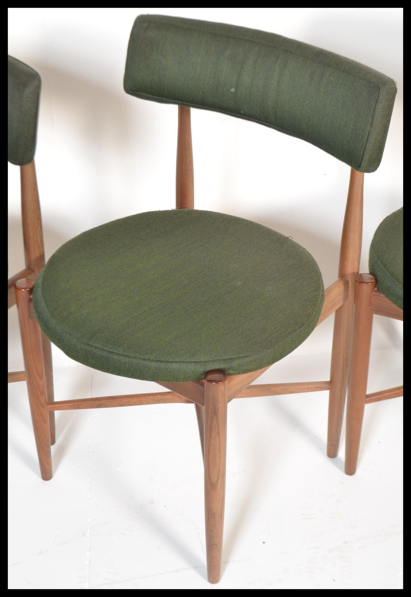 A set of four teak G-plan dining chairs designed by Koford Larsen. Raised on tapered turned legs - Image 4 of 9