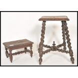 A 19th Century Victorian barleytwist stool united by stretcher with finial centre. Together with a