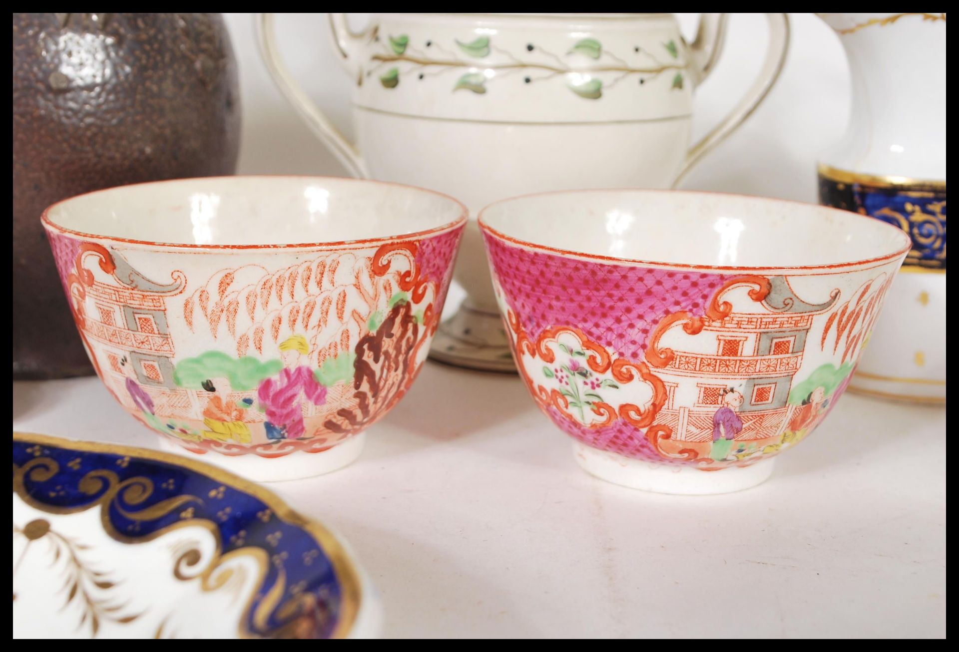 A collection of mixed ceramic items dating from the 18th Century to include two Chinese tea bowls - Image 6 of 8