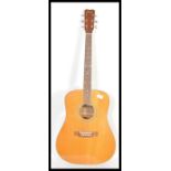 A vintage retro Hohner Western Series acoustic guitar having inlay herringbone fretwork to the