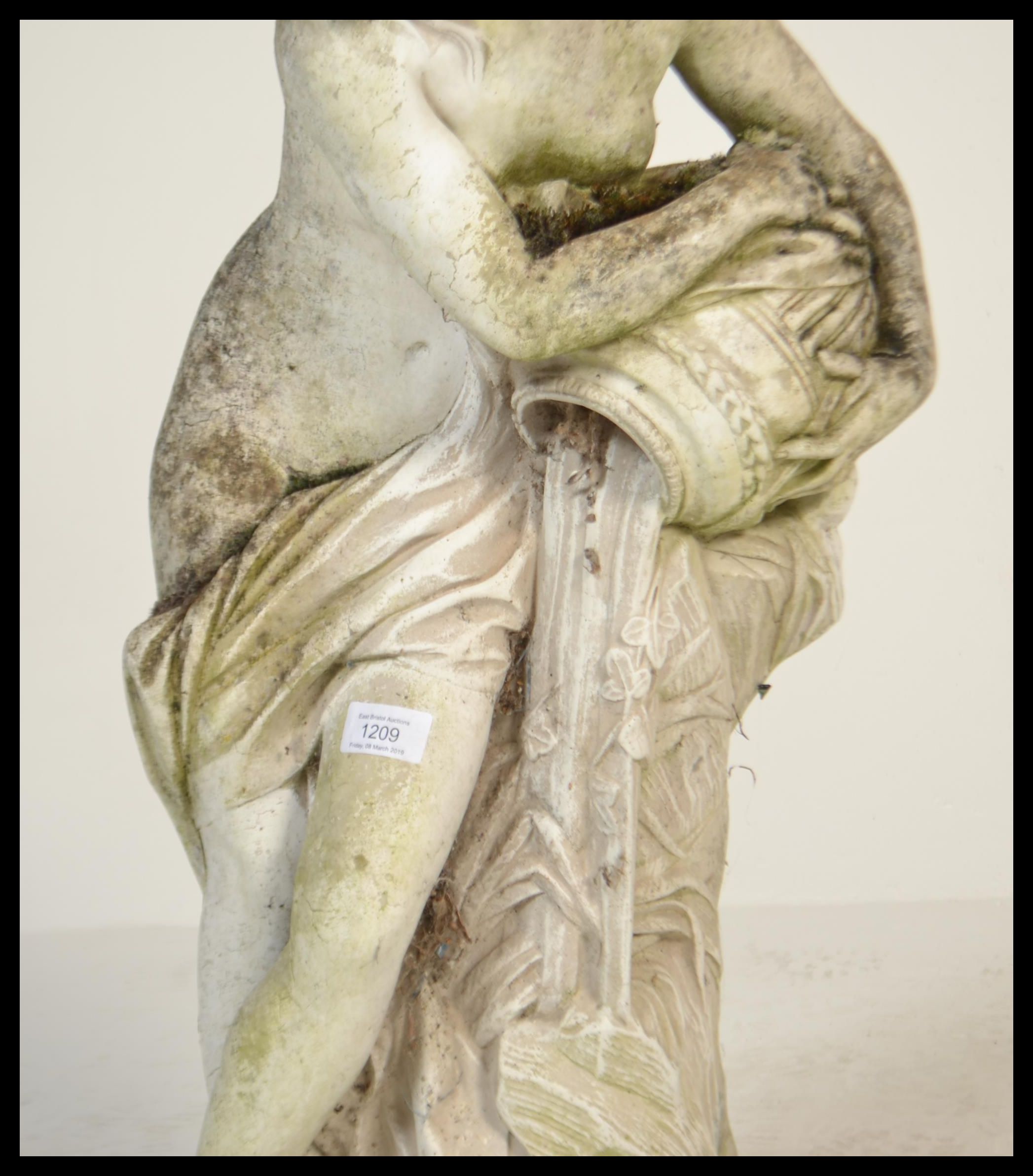 A 20th Century cast concrete composite weathered garden stoneware figurine in the form of a - Image 3 of 5