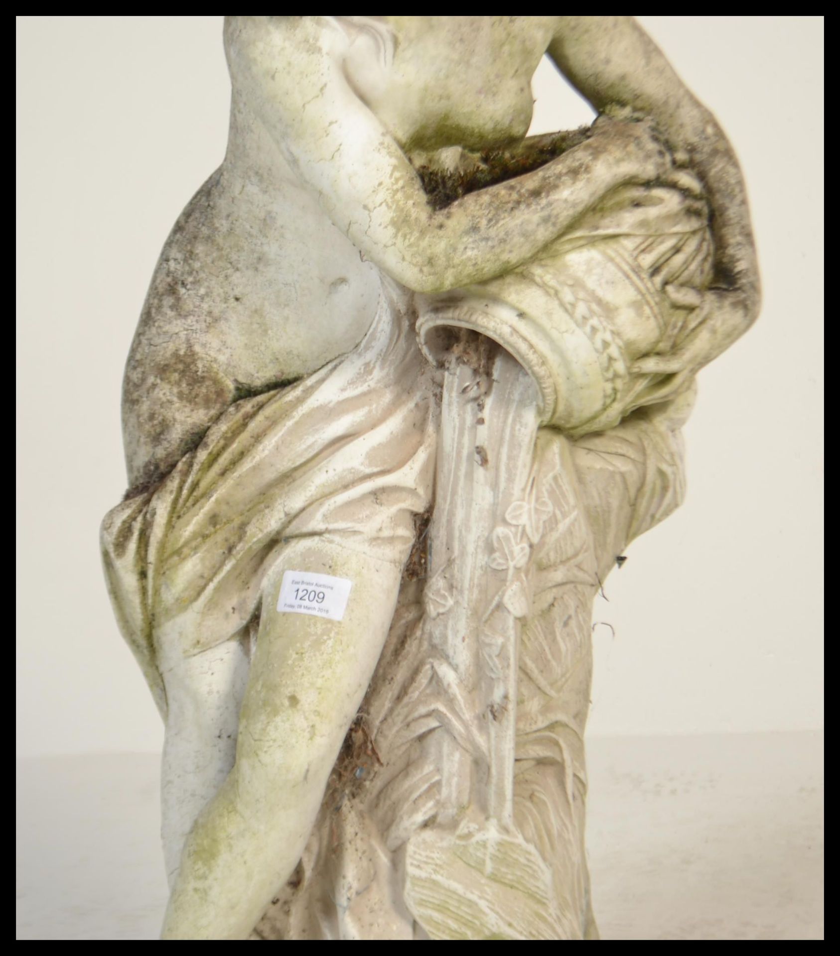 A 20th Century cast concrete composite weathered garden stoneware figurine in the form of a - Bild 3 aus 5