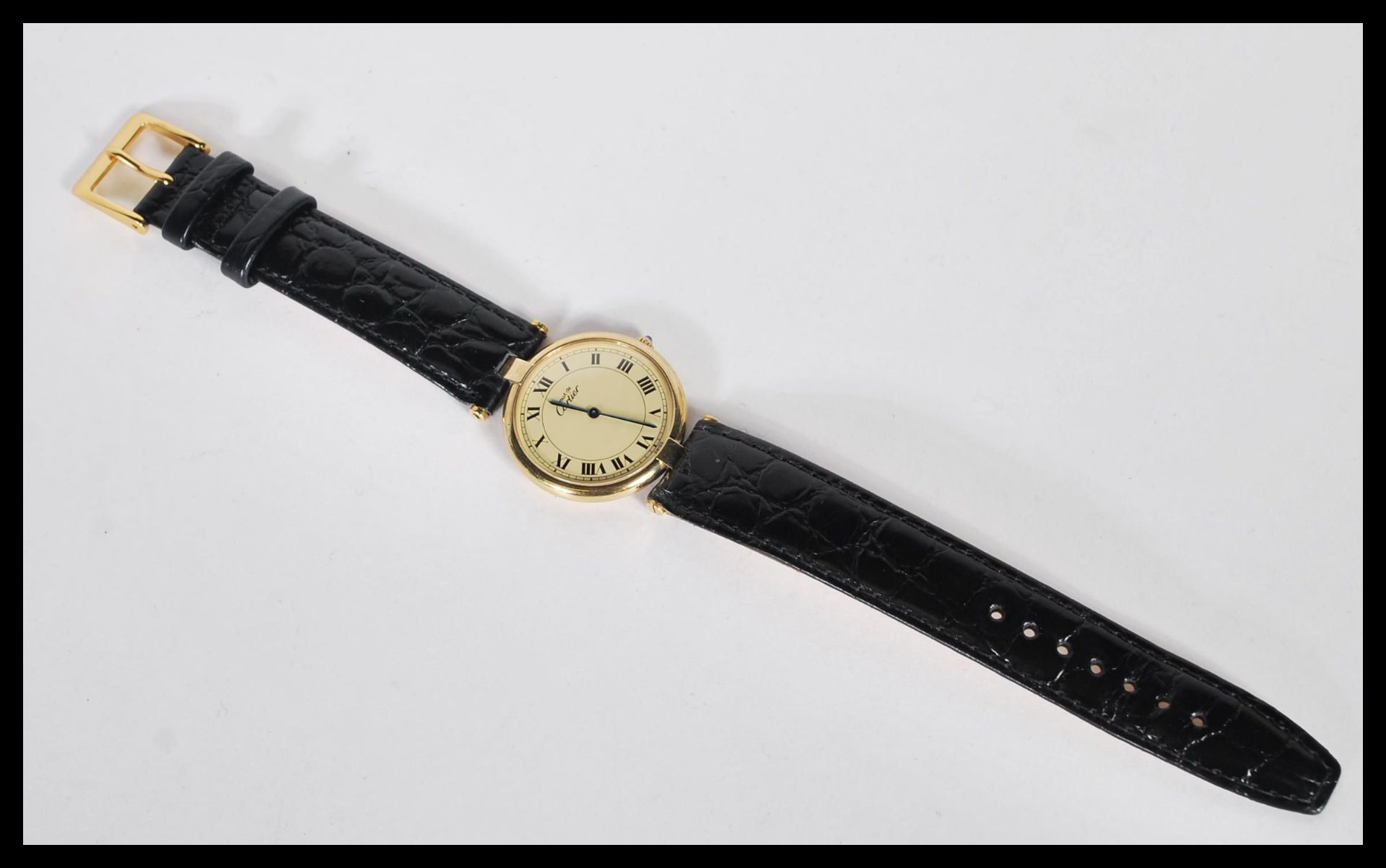 A vintage Must de Cartier wrist watch having a round face with roman numerals to the chapter ring - Bild 2 aus 4