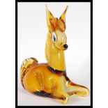 Murano - A vintage retro 20th Century Venetian studio art glass figurine in the form of a deer -