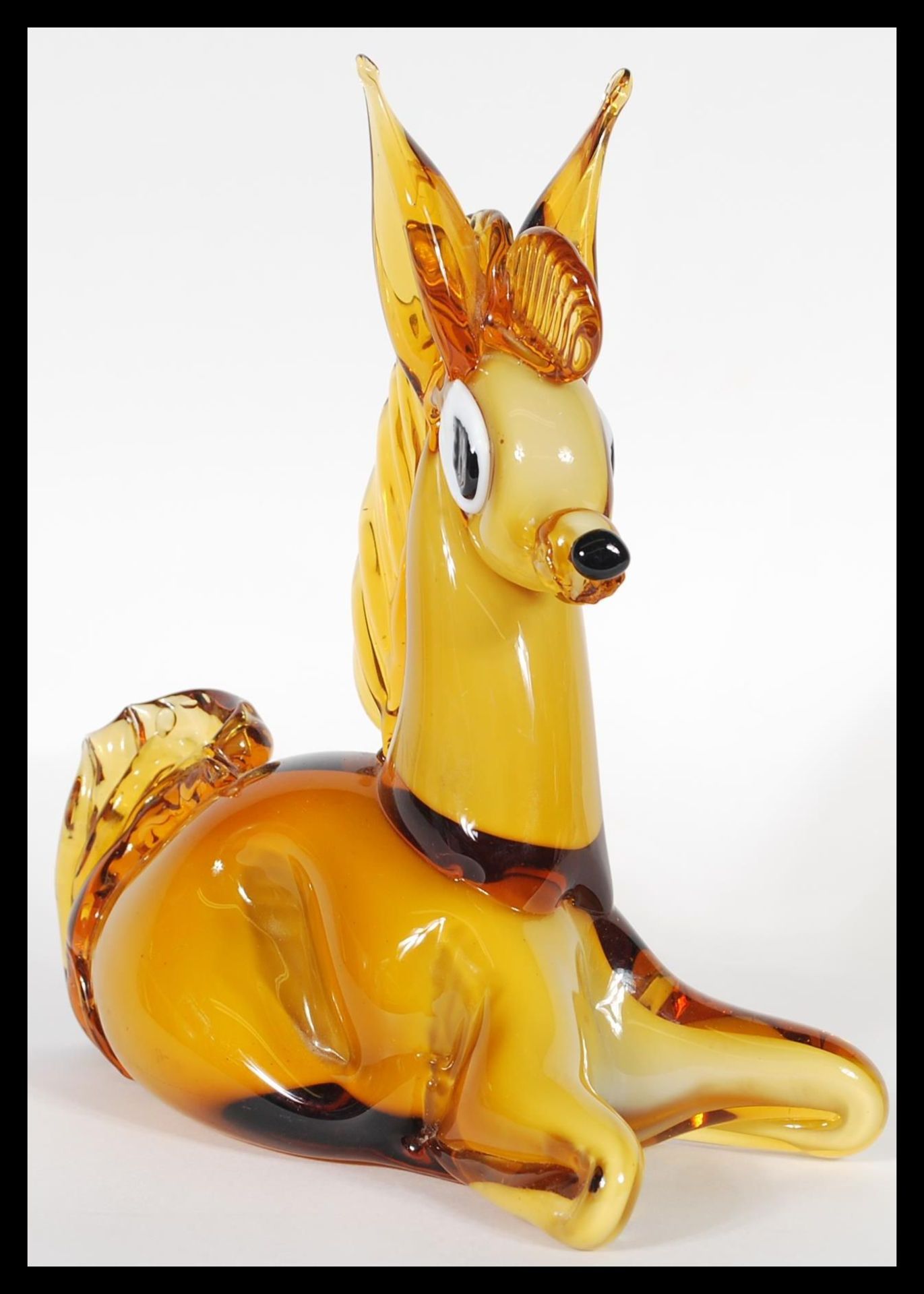 Murano - A vintage retro 20th Century Venetian studio art glass figurine in the form of a deer -