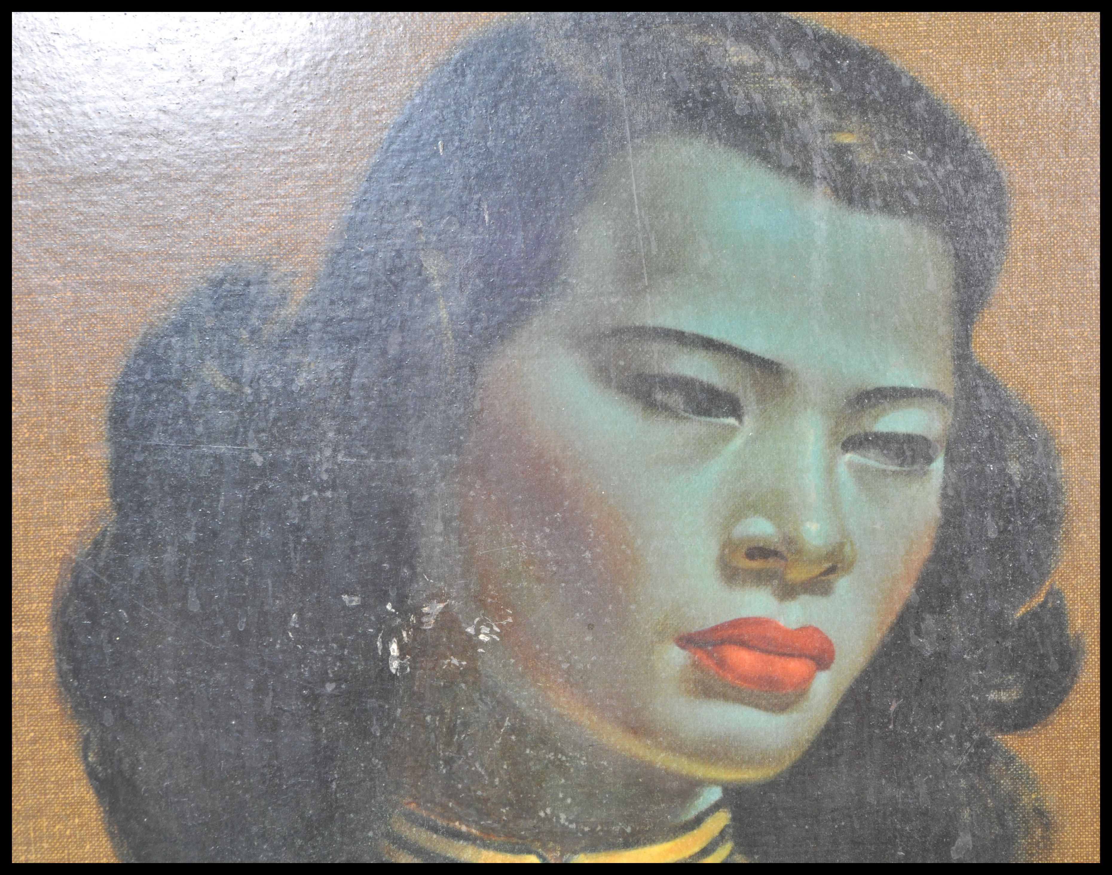 A vintage retro mid 20th century Vladimir Tretchikoff print on board of The Green Lady, also known - Image 3 of 5