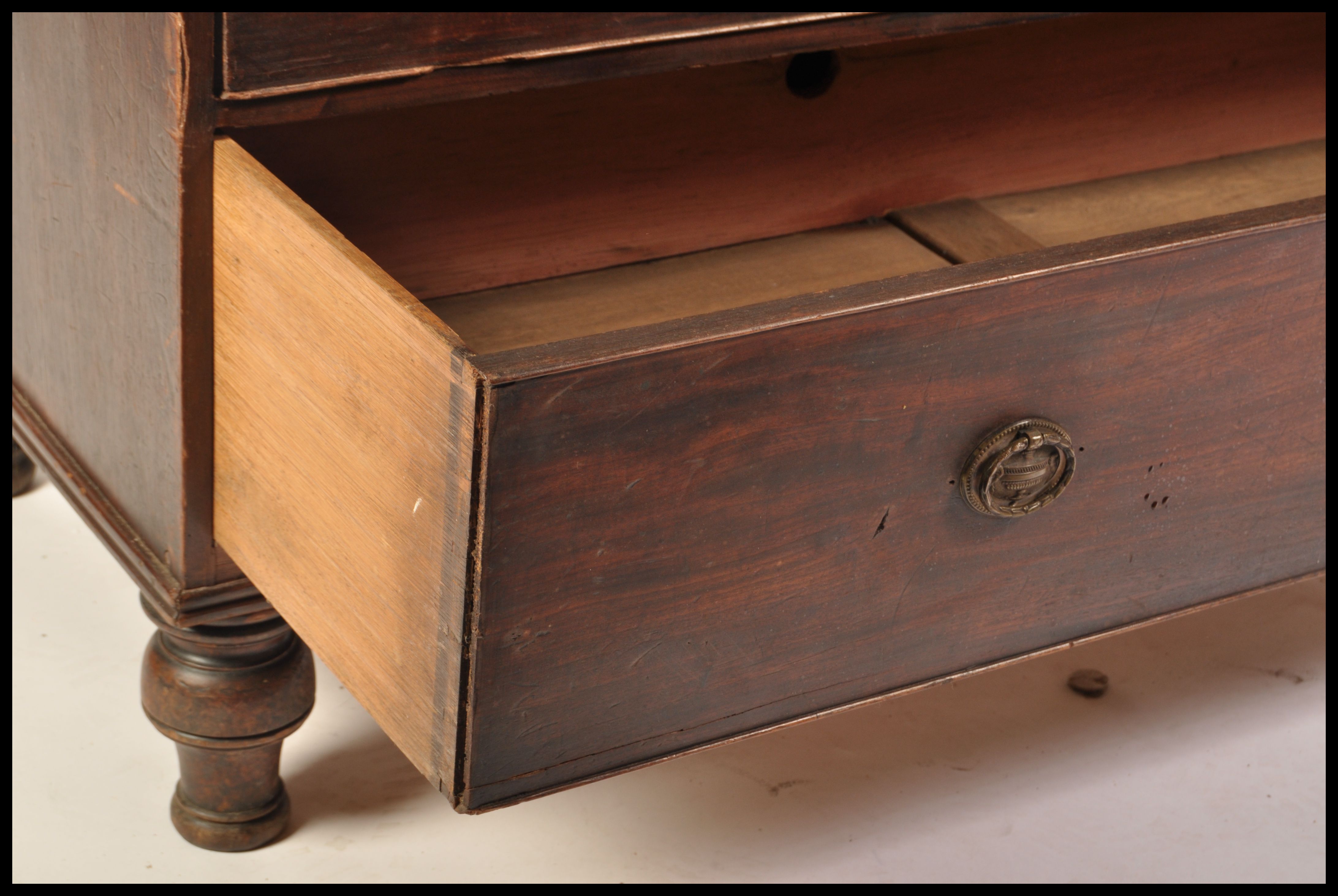 A 19th Century Regency mahogany linen press raised on a two over two chest base with twin cupboard - Image 7 of 7