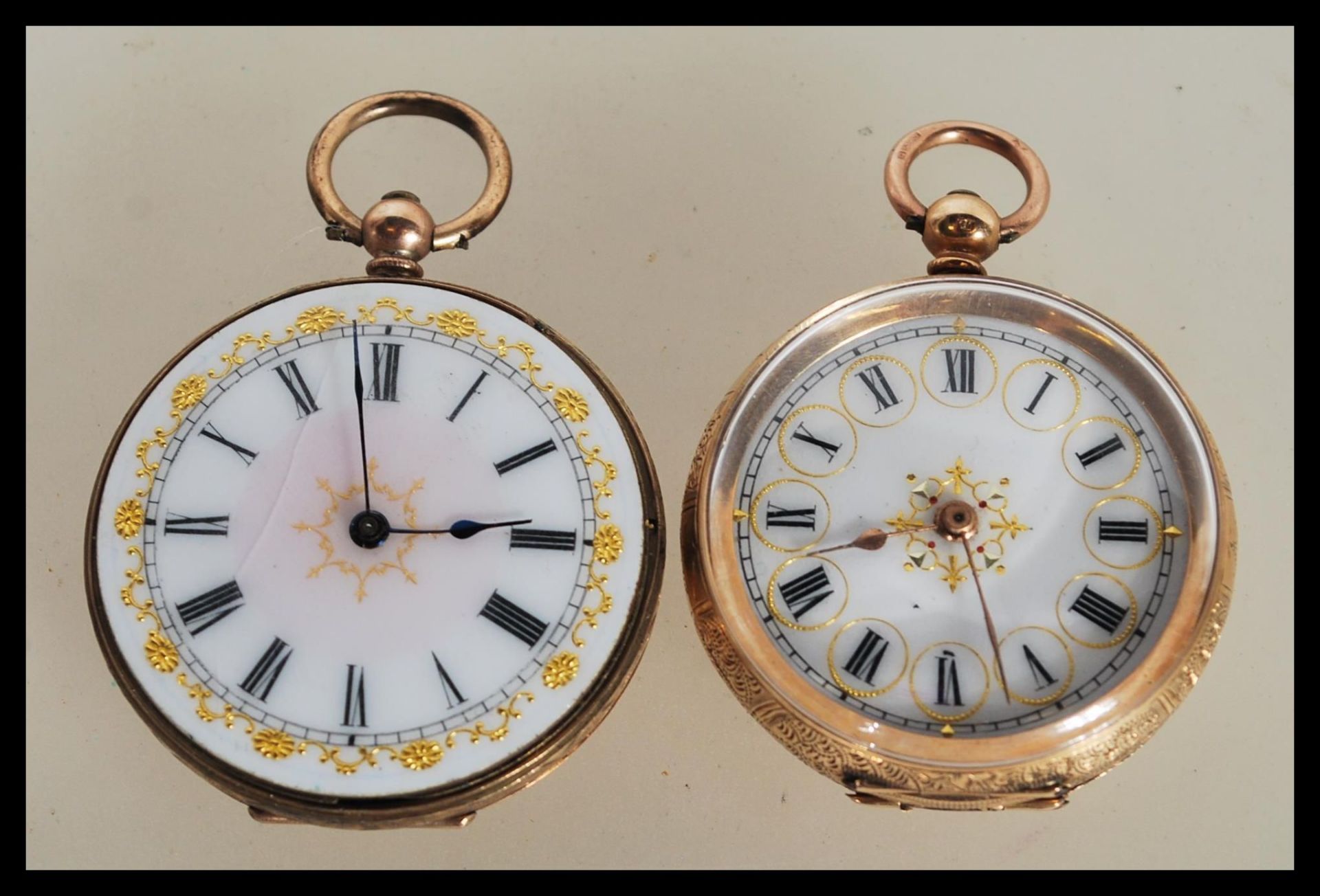 Two early 20th Century fob pocket watches to include a small ladies continental fob watch within a