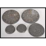 A group of five early 19th Century Georgian rare local interest Parnall Bristol lead weight text