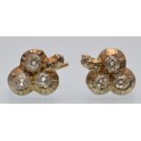 19TH CENTURY GOLD AND DIAMOND TREFOIL EARRINGS