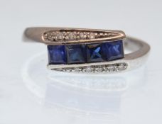 LADIES 14CT / 585 WHITE GOLD SAPPHIRE AND DIAMOND