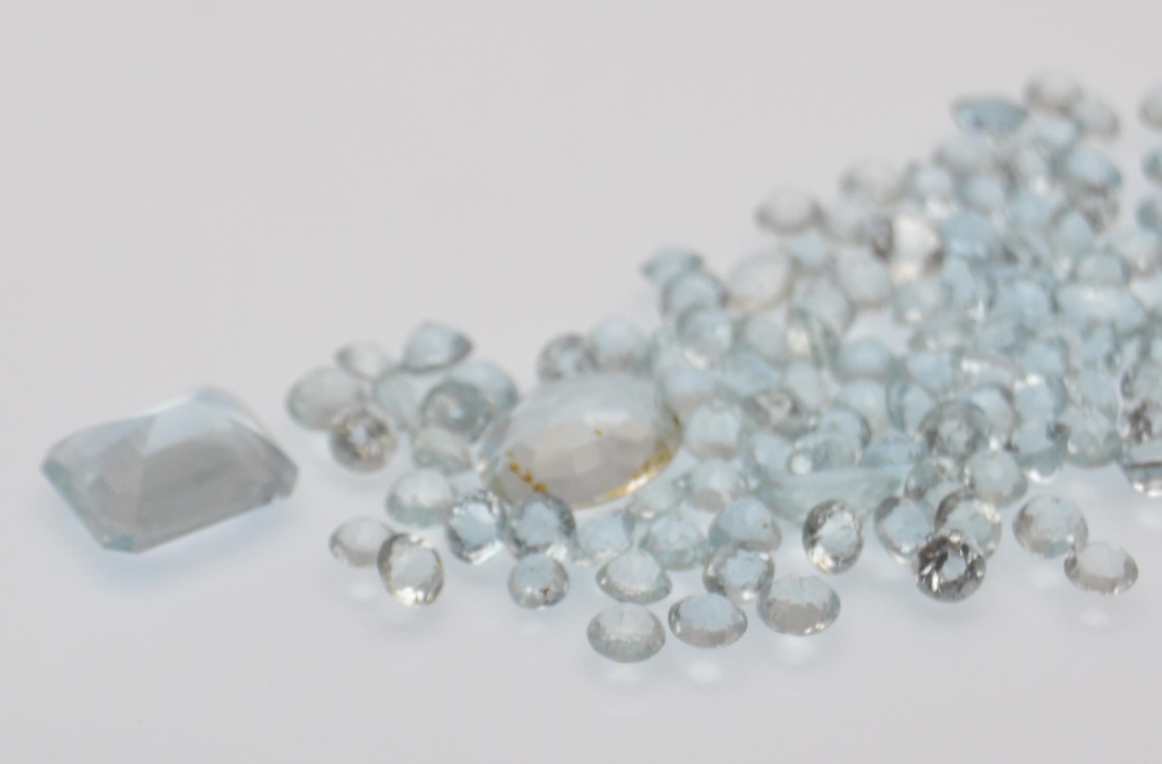 A selection of round mixed cut Aquamarine loose ge - Image 3 of 3