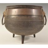 19TH CENTURY REGENCY COPPER AND CAST IRON CAULDRON