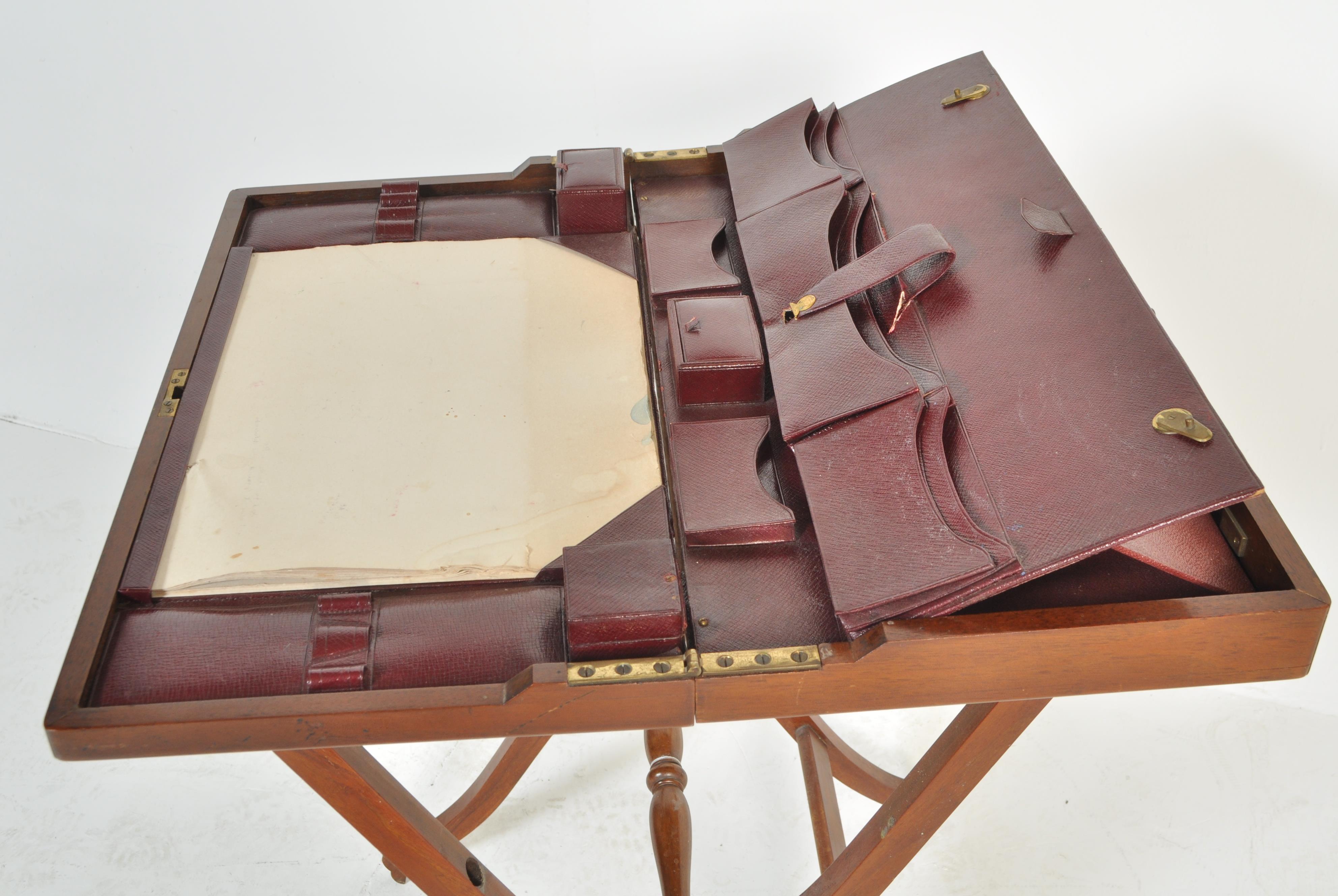 VICTORIAN MAHOGANY TRAVELLING DESK FOLDING CAMPAIG - Image 7 of 9