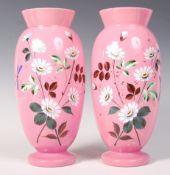 PAIR OF 19TH CENTURY VICTORIAN HANDPAINTED PINK MI