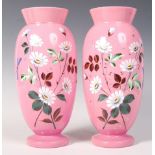 PAIR OF 19TH CENTURY VICTORIAN HANDPAINTED PINK MI