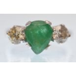 18CT WHITE GOLD PEAR SHAPED EMERALD AND DIAMOND 3