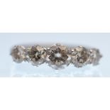 18CT GOLD LADIES 5 STONE DIAMOND RING APPROX 1.94C