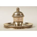 GEORG JENSEN SILVER CAPSTAN INKWELL RAISED ON CIRC