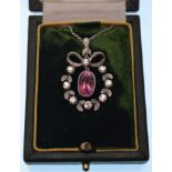 A white gold pink sapphire and diamond Belle Epoqu