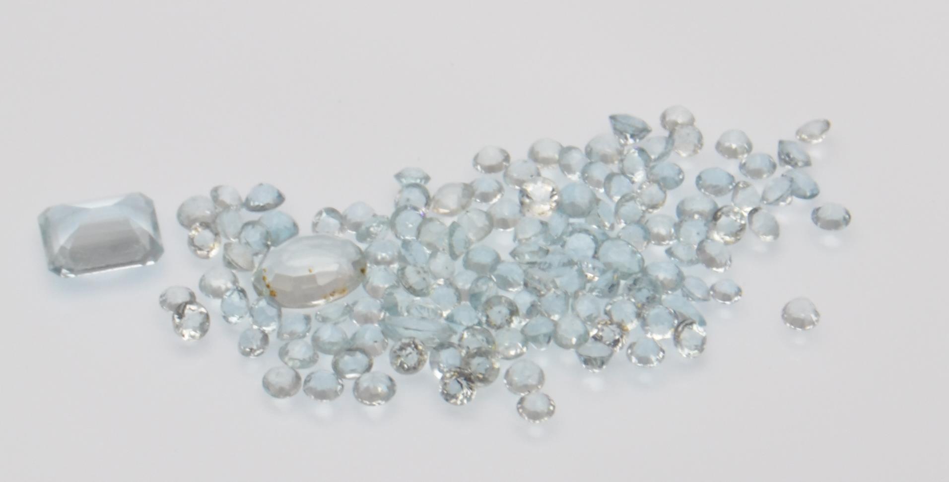 A selection of round mixed cut Aquamarine loose ge - Image 2 of 3