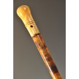 17TH CENTURY IVORY TOPPED MALACCA WALKING STICK CA