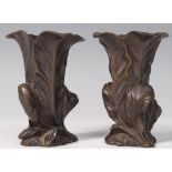 PAIR OF 19TH CENTURY ART NOUVEAU BRONZE TULIP FORM