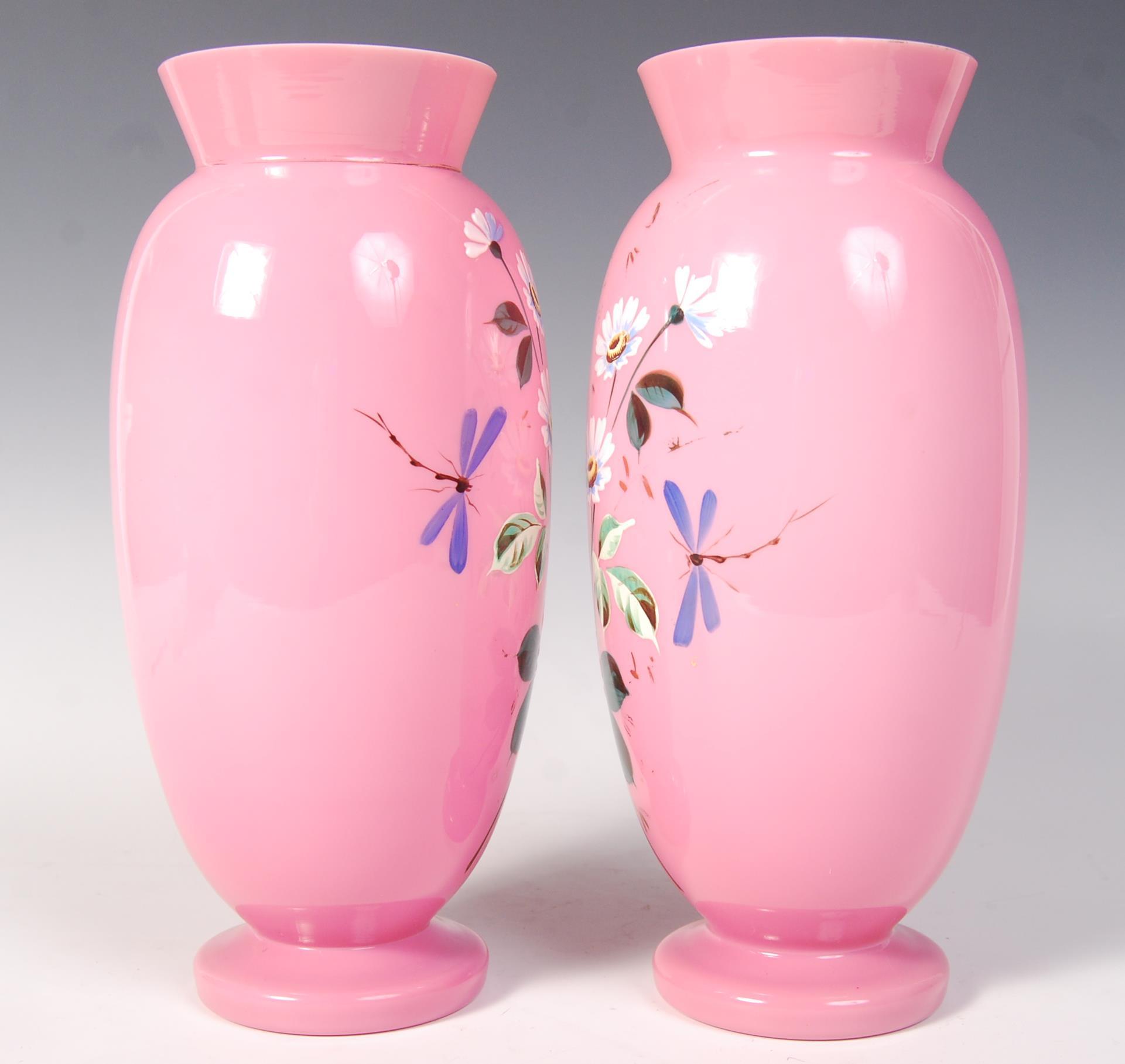 PAIR OF 19TH CENTURY VICTORIAN HANDPAINTED PINK MI - Image 3 of 5