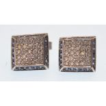 14CT WHITE GOLD SAPPHIRE AND DIAMOND PAVE SET EARR