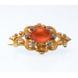 AN TIFFANY 18CT GOLD FIRE OPAL AND DIAMOND LADIES